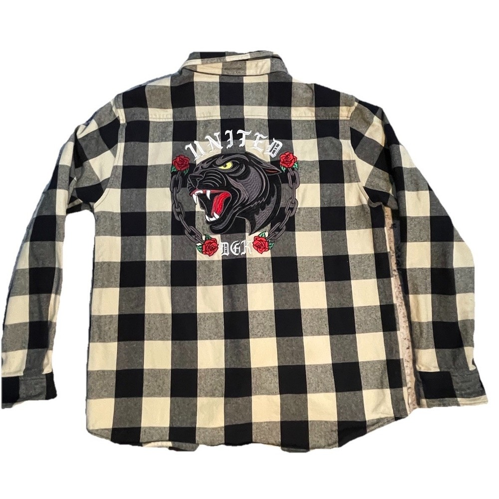 DGK Buffalo Check Panther Embroidered Heavyweight Flannel Shacket‎ Men's Large